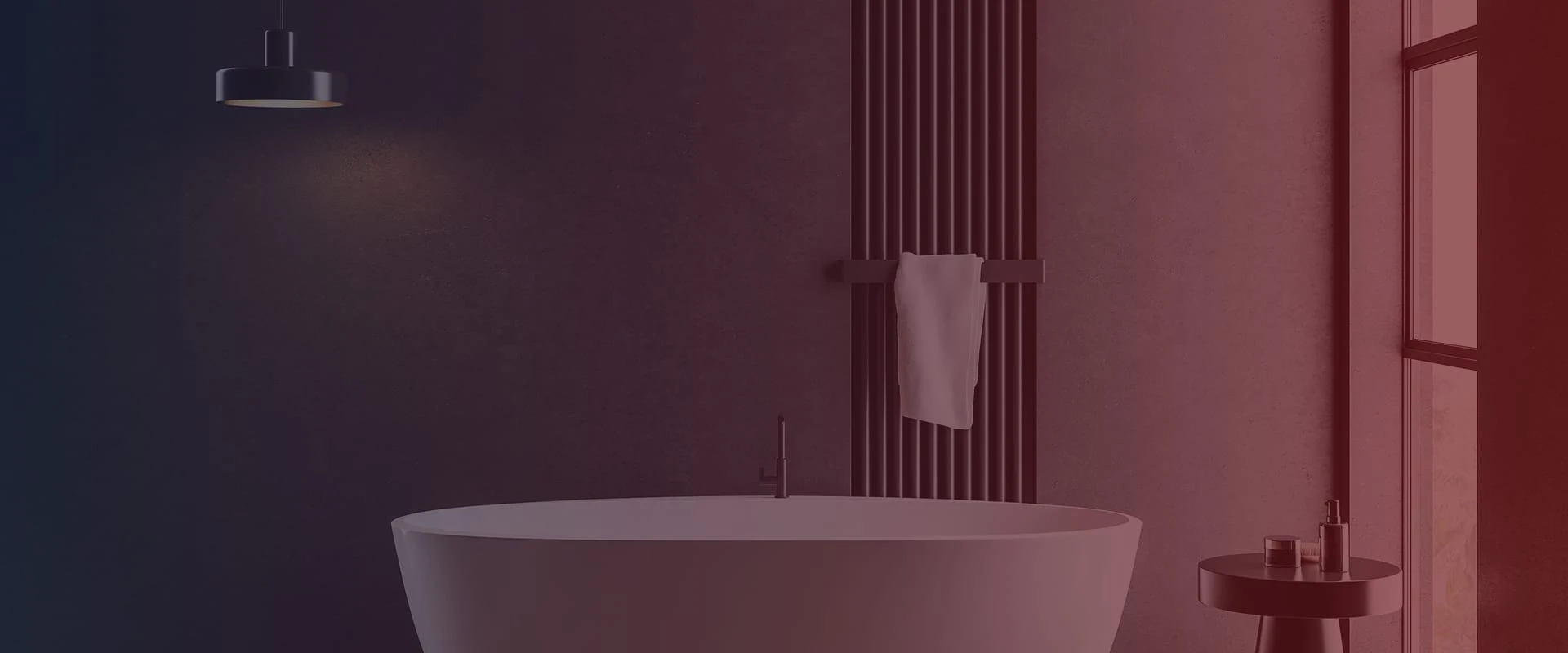 Salle de bain moderne au milieu de la pièce, une baignoire îlot